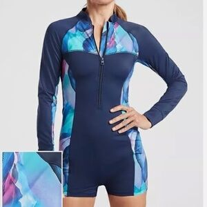 ATHLETA Malibu Printed Paddlesuit L (Large) Swimsuit #981521